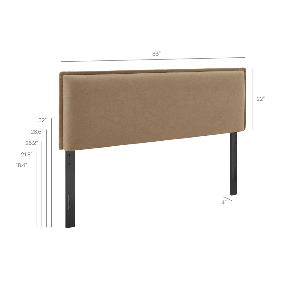 Slate Upholstered Linen Blend King Size Headboard in Almond