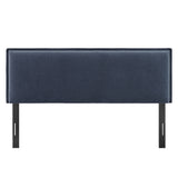 Slate Upholstered Linen Blend King Size Headboard in Denim