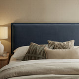 Slate Upholstered Linen Blend King Size Headboard in Denim