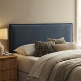 Slate Upholstered Linen Blend King Size Headboard in Denim