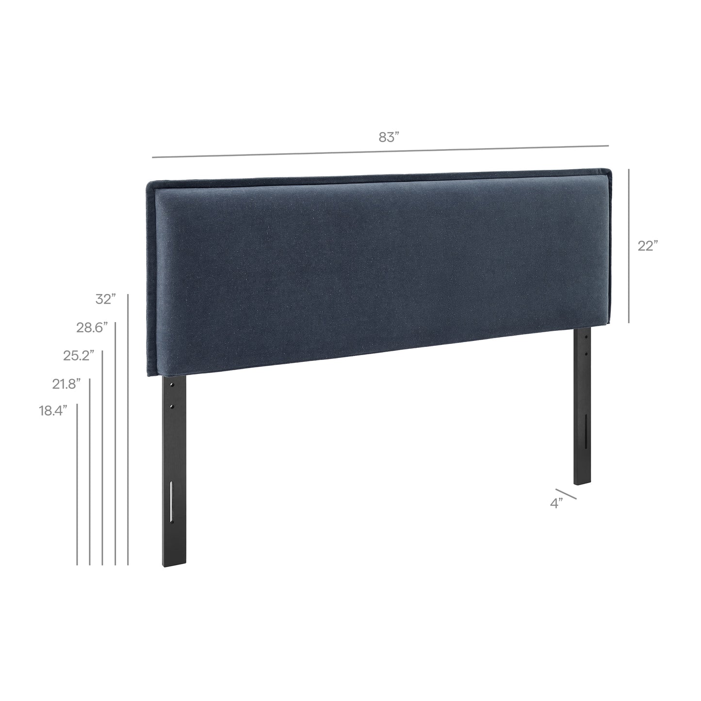 Slate Upholstered Linen Blend King Size Headboard in Denim