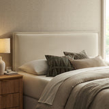 Slate Upholstered Linen Blend King Size Headboard in Linen