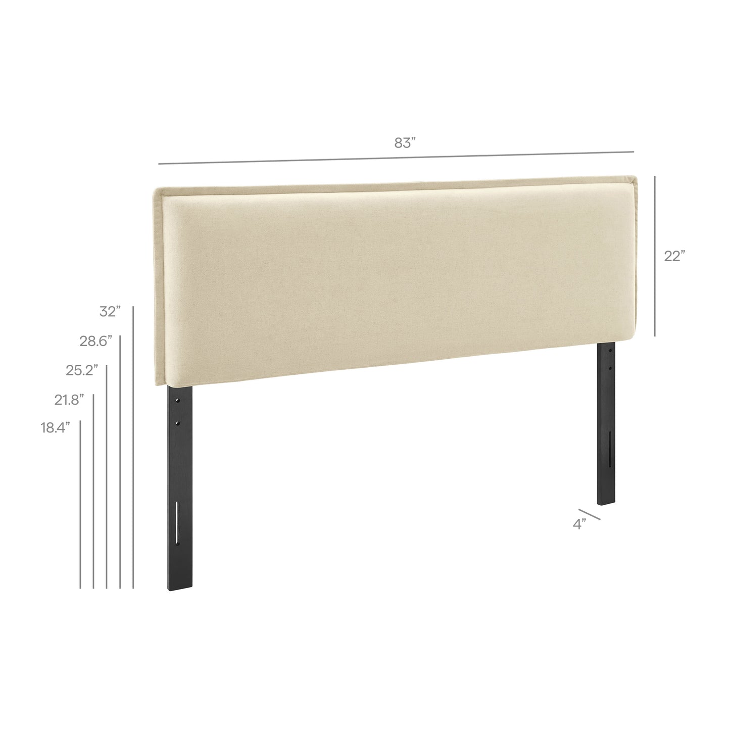 Slate Upholstered Linen Blend King Size Headboard in Linen