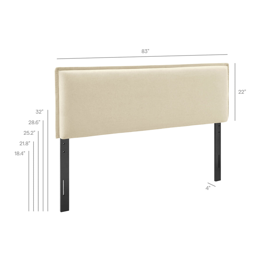Slate Upholstered Linen Blend King Size Headboard in Linen