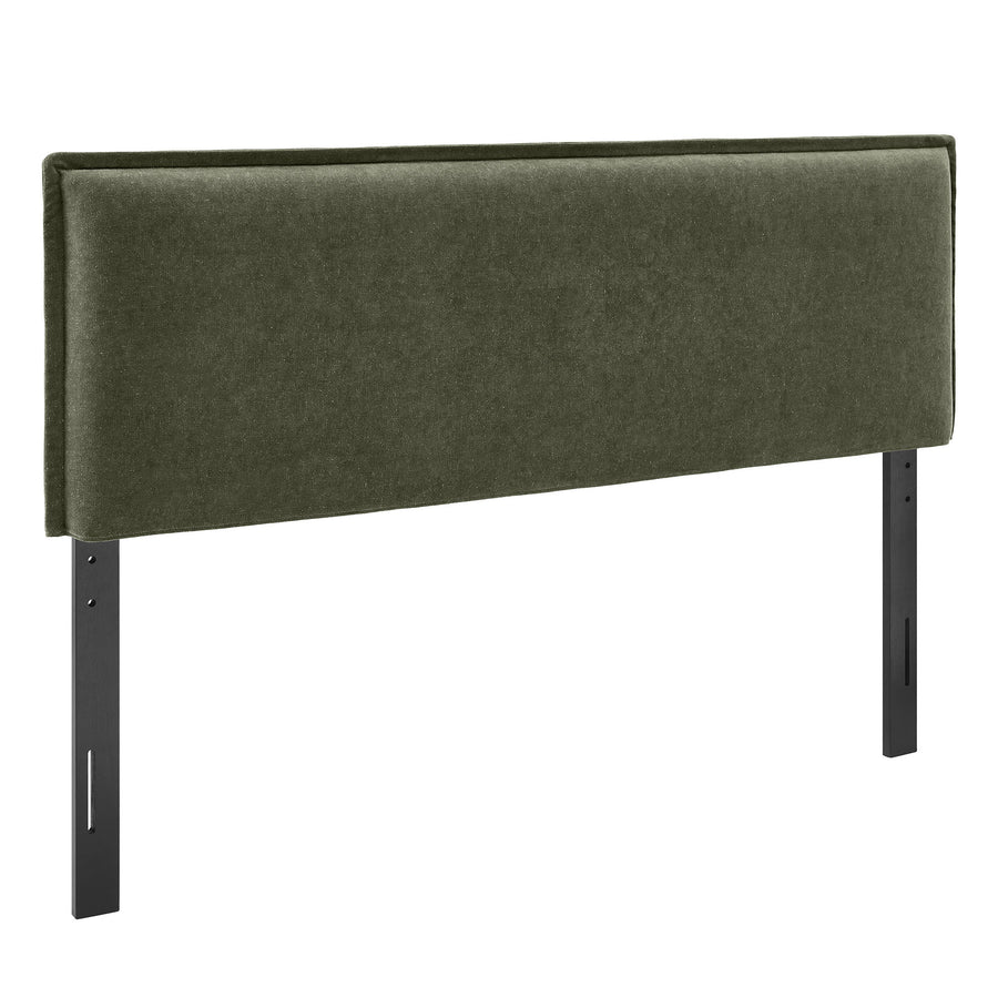 Slate Upholstered Linen Blend King Size Headboard in Sage
