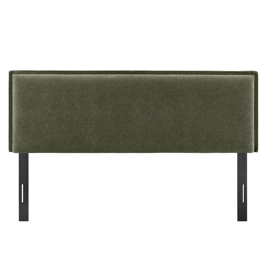 Slate Upholstered Linen Blend King Size Headboard in Sage