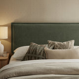 Slate Upholstered Linen Blend King Size Headboard in Sage