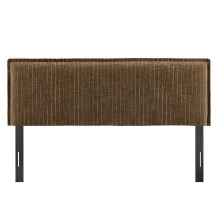 Camille Striped Linen Blend King Size Headboard in Earth Stripe