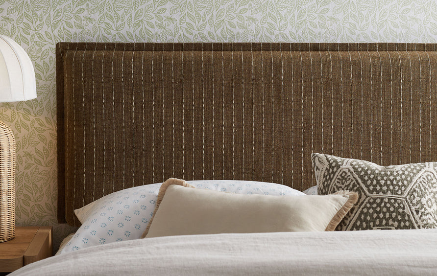 Slate Striped Linen Blend King Size Headboard in Earth Stripe
