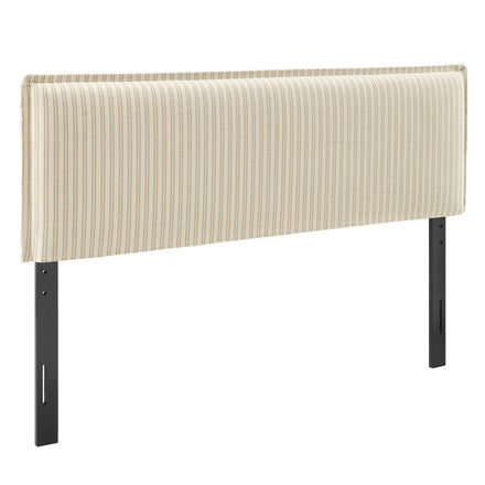 Camille Striped Linen Blend King Size Headboard in Oatmeal Stripe