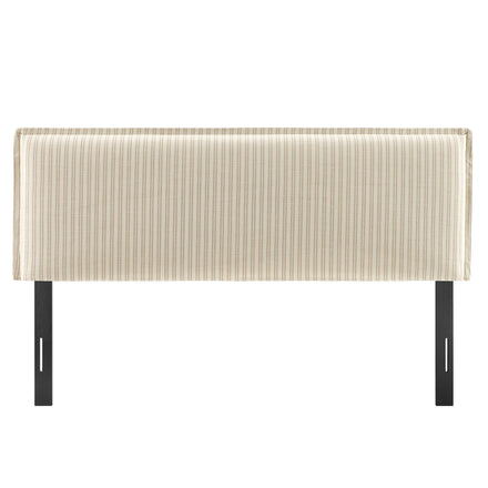Camille Striped Linen Blend King Size Headboard in Oatmeal Stripe