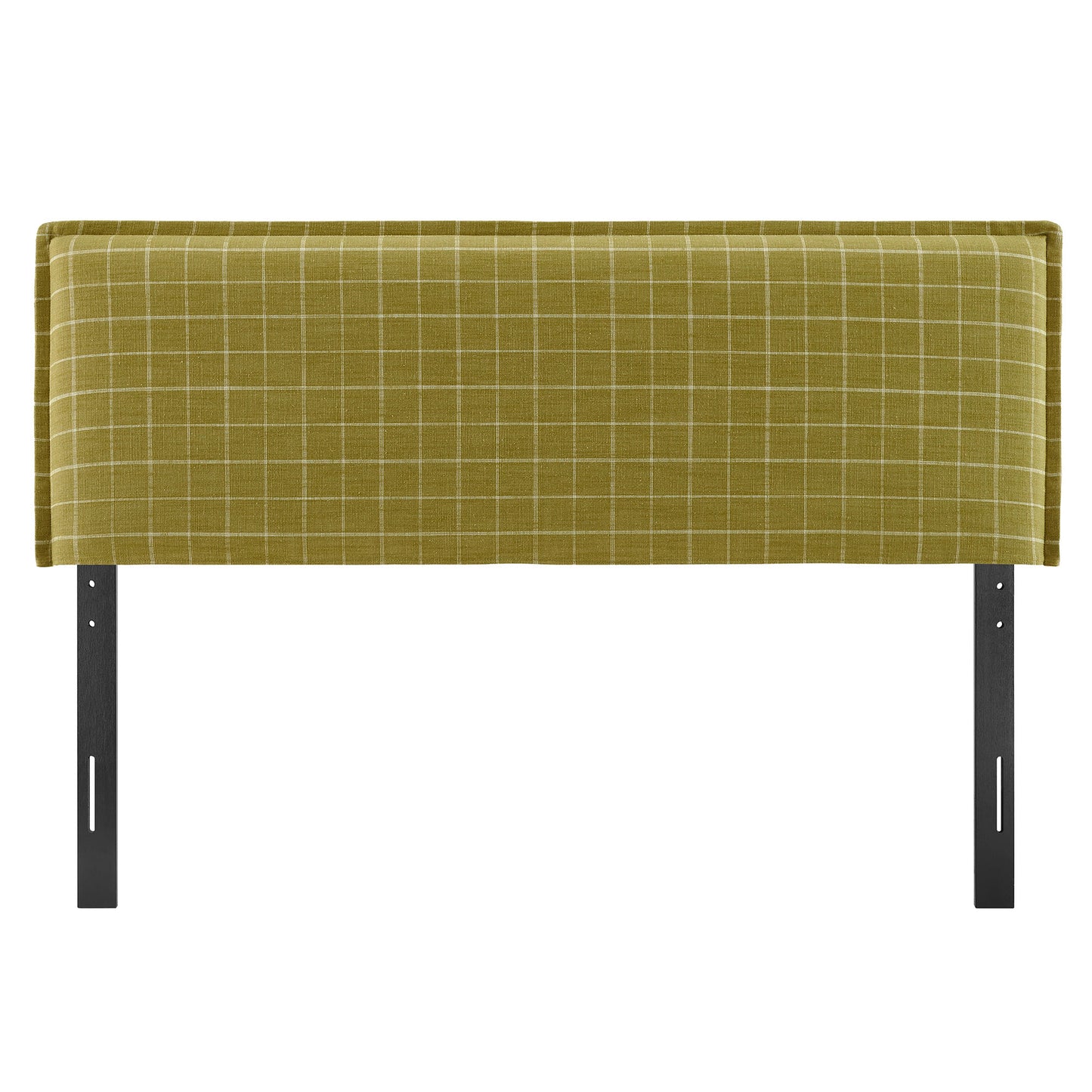 Slate Checkered Linen Blend King Size Headboard in Artichoke Windowpane Check