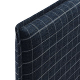 Slate Checkered Linen Blend King Size Headboard in Denim Windowpane Check