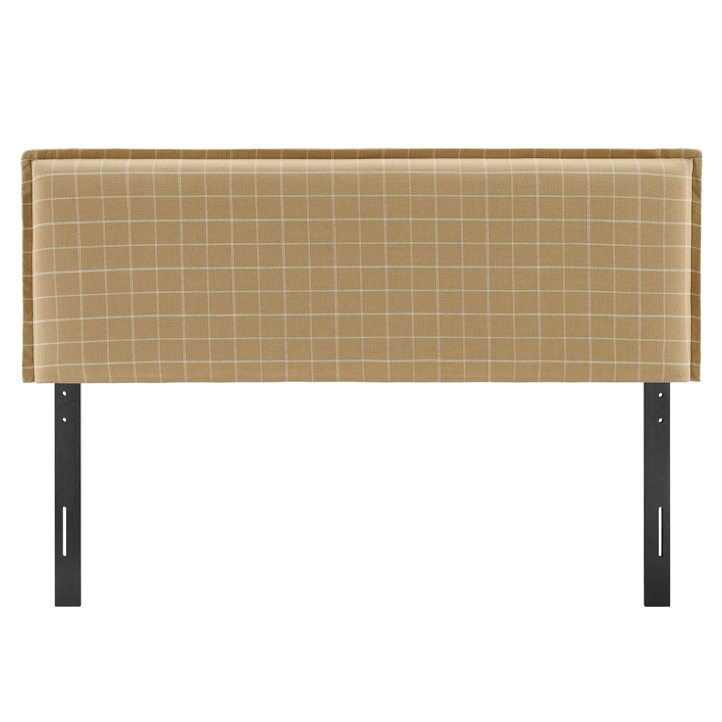 Slate Checkered Linen Blend King Size Headboard in Hemp Windowpane Check