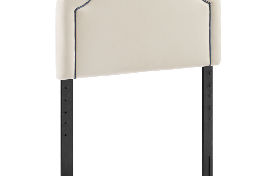 Thatch Stain-Resistant Performance Velvet Twin Size Headboard in Alabaster Cadet Blue