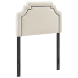 Thatch Stain-Resistant Performance Velvet Twin Size Headboard in Alabaster Cadet Blue