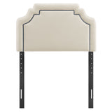 Thatch Stain-Resistant Performance Velvet Twin Size Headboard in Alabaster Cadet Blue