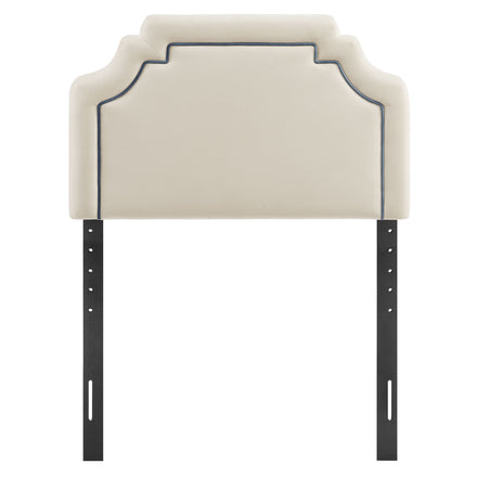 Magnolia Stain-Resistant Performance Velvet Twin Size Headboard in Alabaster Cadet Blue