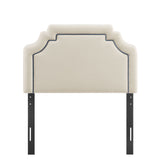 Thatch Stain-Resistant Performance Velvet Twin Size Headboard in Alabaster Cadet Blue