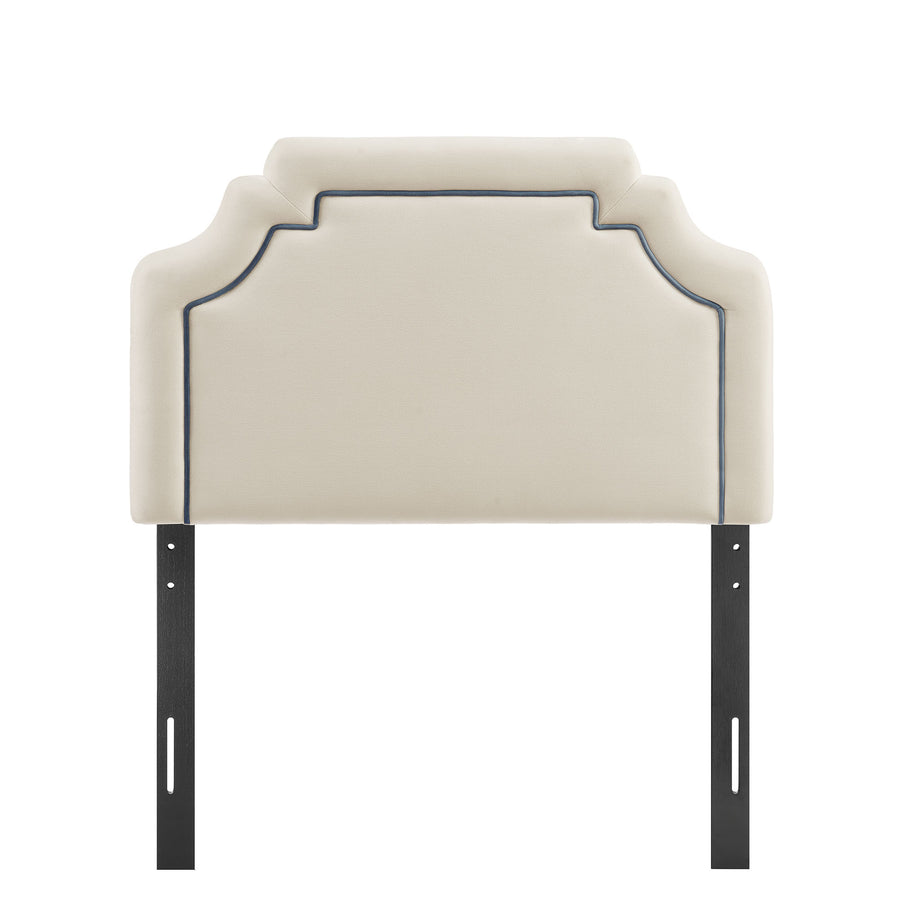 Thatch Stain-Resistant Performance Velvet Twin Size Headboard in Alabaster Cadet Blue