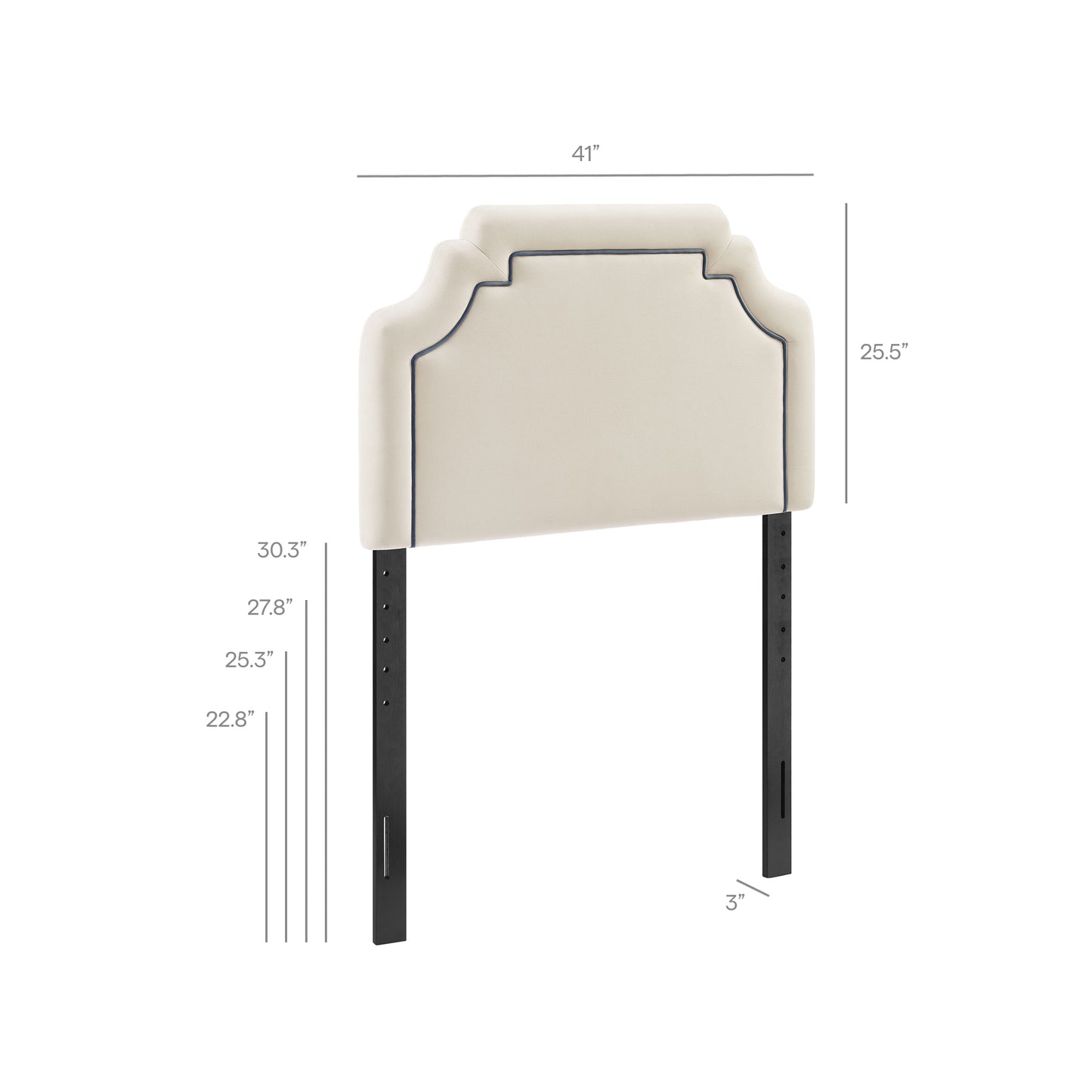 Thatch Stain-Resistant Performance Velvet Twin Size Headboard in Alabaster Cadet Blue