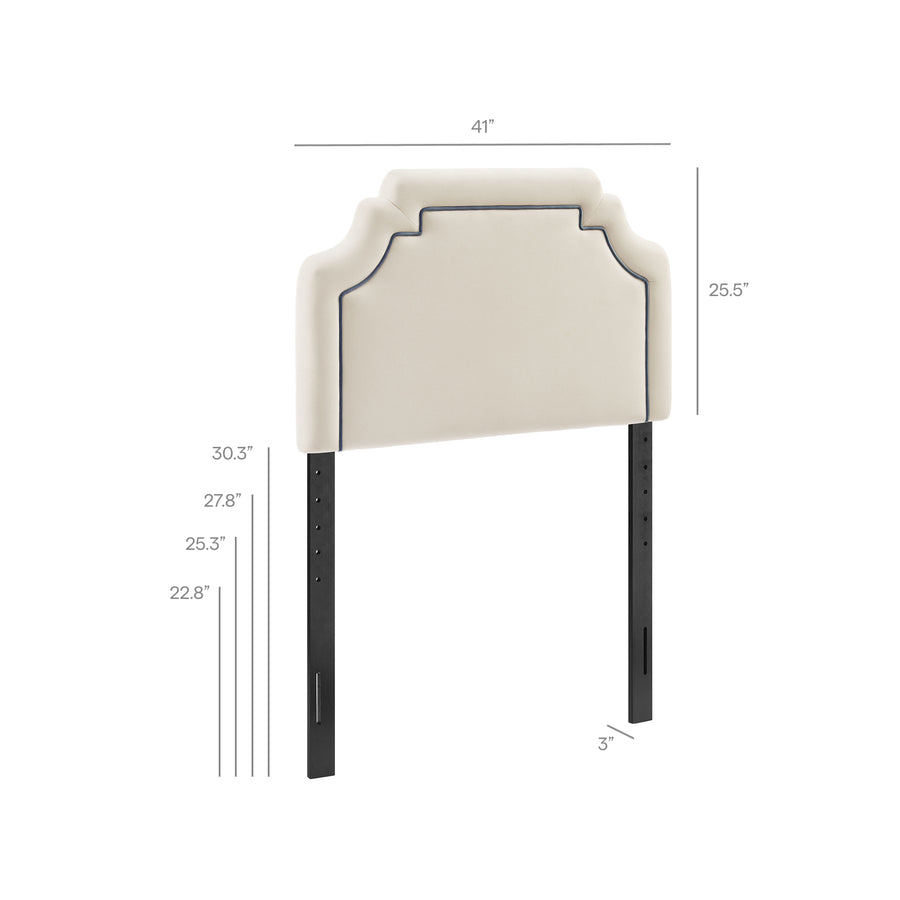 Thatch Stain-Resistant Performance Velvet Twin Size Headboard in Alabaster Cadet Blue