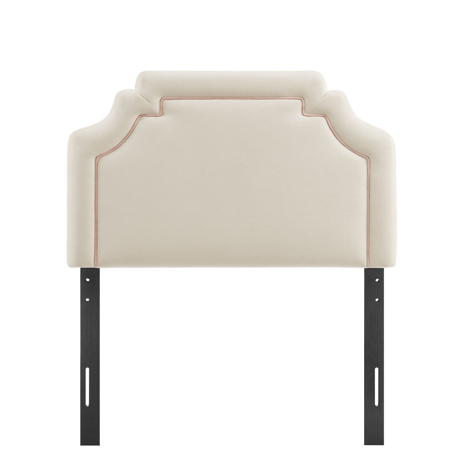 Thatch Stain-Resistant Performance Velvet Twin Size Headboard in Alabaster Pink