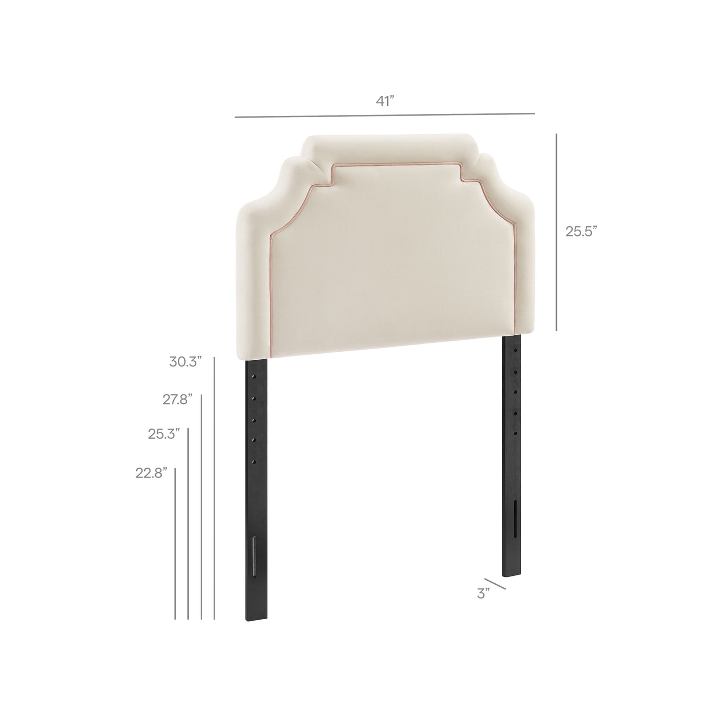 Thatch Stain-Resistant Performance Velvet Twin Size Headboard in Alabaster Pink