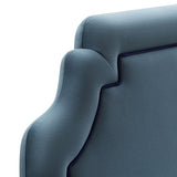 Thatch Stain-Resistant Performance Velvet Twin Size Headboard in Cadet Blue Midnight
