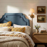 Thatch Stain-Resistant Performance Velvet Twin Size Headboard in Cadet Blue Midnight
