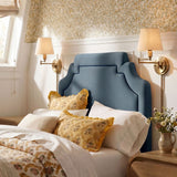 Thatch Stain-Resistant Performance Velvet Twin Size Headboard in Cadet Blue Midnight