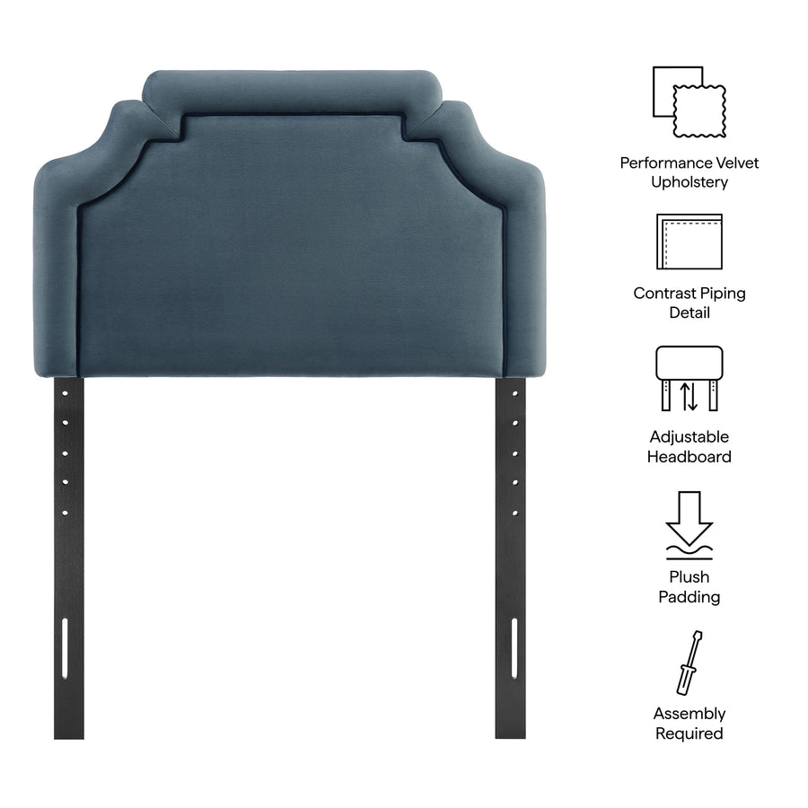Thatch Stain-Resistant Performance Velvet Twin Size Headboard in Cadet Blue Midnight