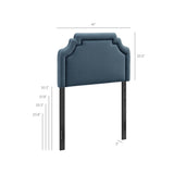 Thatch Stain-Resistant Performance Velvet Twin Size Headboard in Cadet Blue Midnight