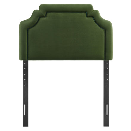 Magnolia Stain-Resistant Performance Velvet Twin Size Headboard in Moss Green Dark Green