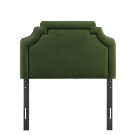 Magnolia Stain-Resistant Performance Velvet Twin Size Headboard in Moss Green Dark Green
