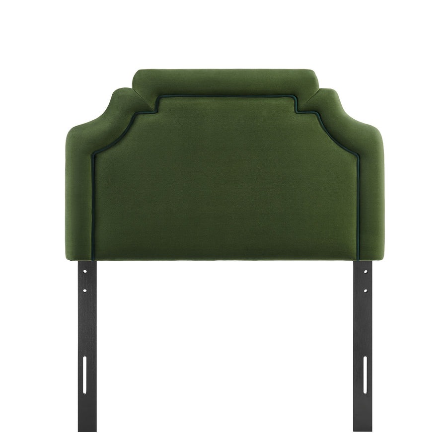 Thatch Stain-Resistant Performance Velvet Twin Size Headboard in Moss Green Dark Green