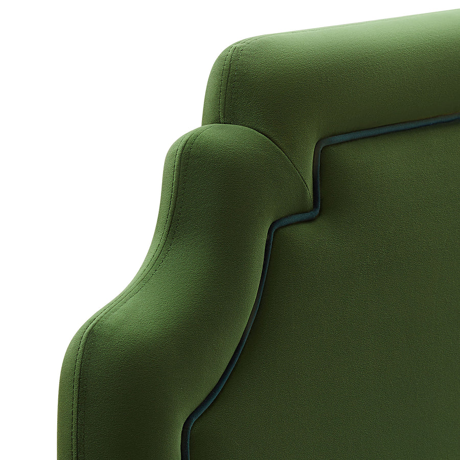 Thatch Stain-Resistant Performance Velvet Twin Size Headboard in Moss Green Dark Green