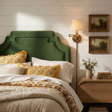 Thatch Stain-Resistant Performance Velvet Twin Size Headboard in Moss Green Dark Green