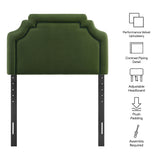 Thatch Stain-Resistant Performance Velvet Twin Size Headboard in Moss Green Dark Green