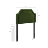 Thatch Stain-Resistant Performance Velvet Twin Size Headboard in Moss Green Dark Green