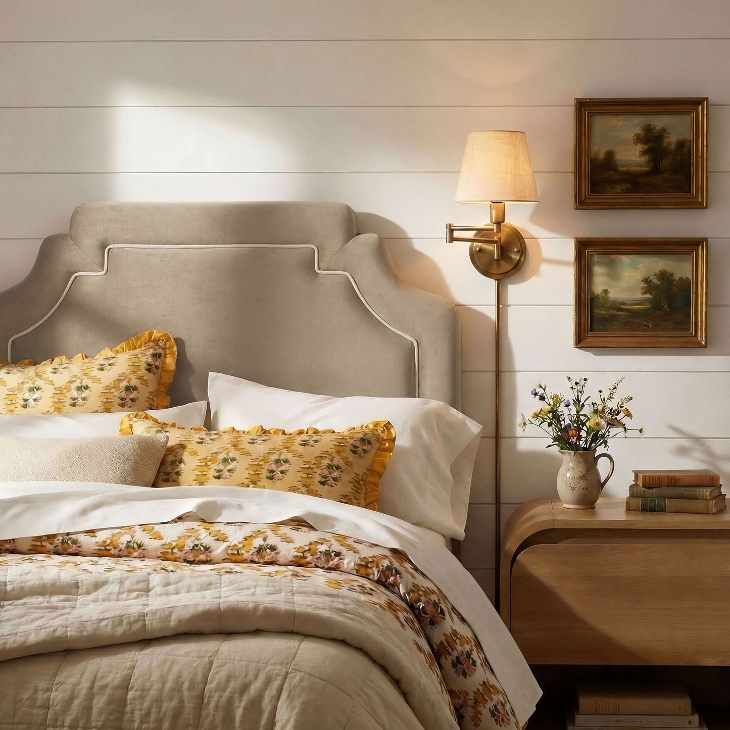 Thatch Stain-Resistant Performance Velvet Twin Size Headboard in Taupe Almond