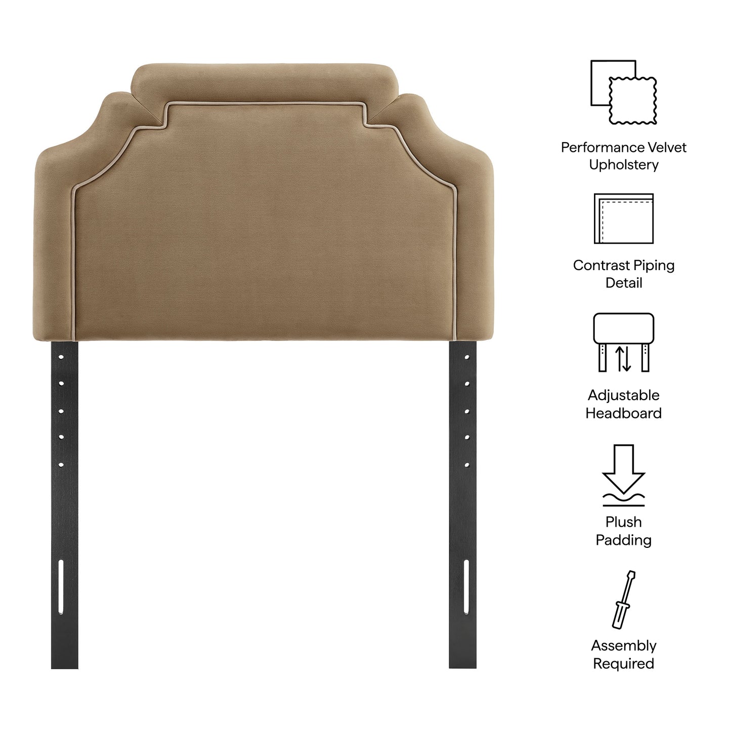 Thatch Stain-Resistant Performance Velvet Twin Size Headboard in Taupe Almond