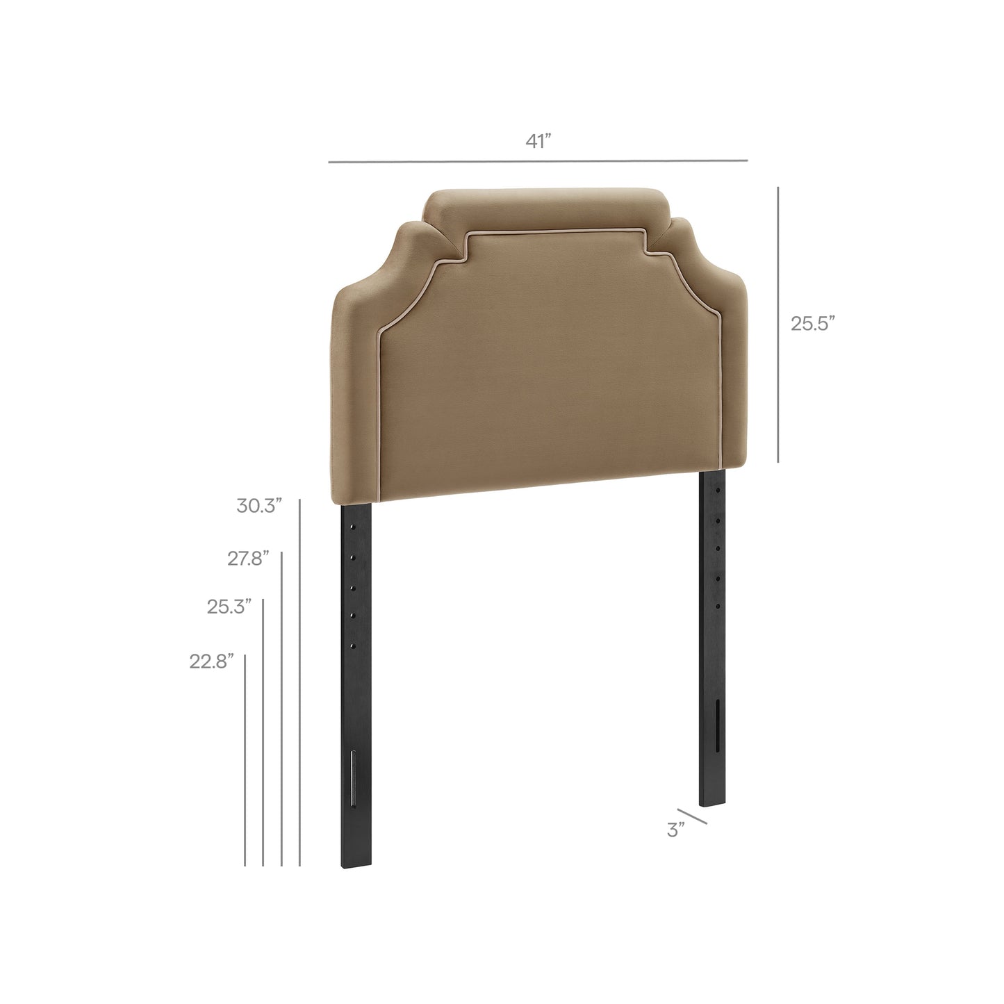 Thatch Stain-Resistant Performance Velvet Twin Size Headboard in Taupe Almond