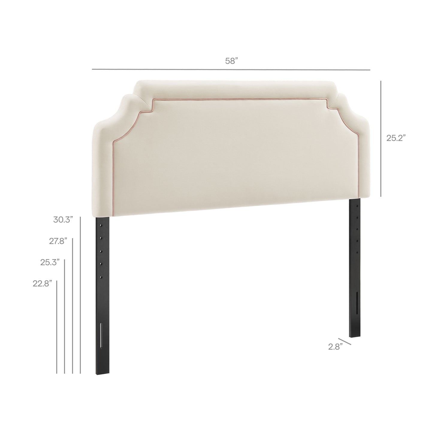 Thatch Stain-Resistant Performance Velvet Full Size Headboard in Alabaster Pink