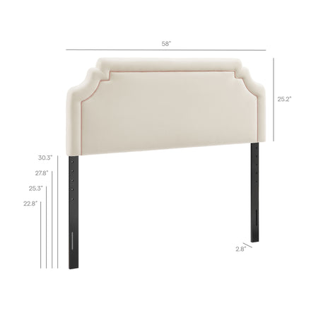 Magnolia Stain-Resistant Performance Velvet Full Size Headboard in Alabaster Pink