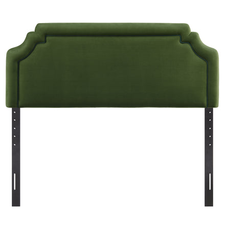 Magnolia Stain-Resistant Performance Velvet Full Size Headboard in Moss Green Dark Green