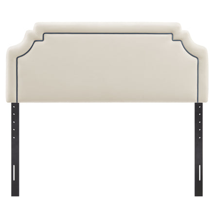 Magnolia Stain-Resistant Performance Velvet Queen Size Headboard in Alabaster Cadet Blue