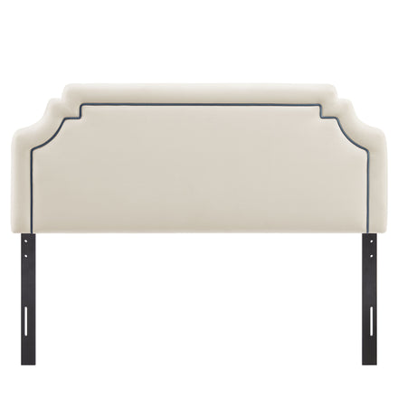 Magnolia Stain-Resistant Performance Velvet Queen Size Headboard in Alabaster Cadet Blue