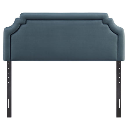 Magnolia Stain-Resistant Performance Velvet Queen Size Headboard in Cadet Blue Midnight