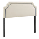 Thatch Stain-Resistant Performance Velvet King Size Headboard in Alabaster Cadet Blue